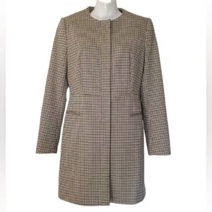 NWT Zara Brown Black Houndstooth Frock Coat Dress Size: M